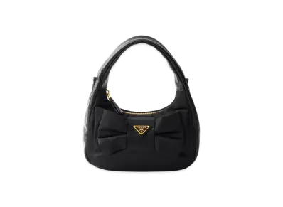 PRADA Re-Nylon and Nappa Leather Mini-Bag with Bow "Black"