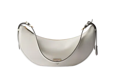 PRADA Demi-Lune Large Leather Shoulder Bag "White"
