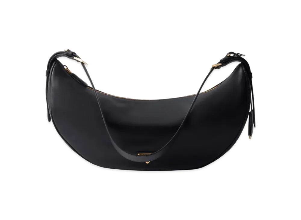PRADA Demi-Lune Large Leather Shoulder Bag "Black"