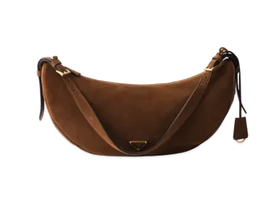 PRADA Demi-Lune Large Suede Shoulder Bag "Dark Brown"