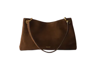 PRADA Etude Large Suede Shoulder Bag "Cocoa Brown"