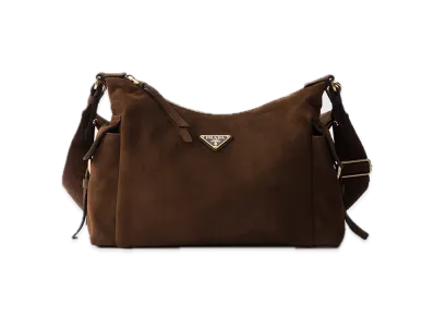 PRADA Explorer Suede Large Bag "Dark Brown"