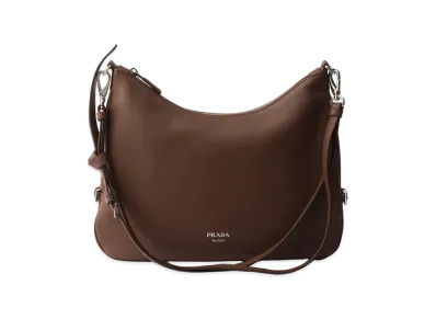 PRADA Fold Large Leather Shoulder Bag "Palisander"