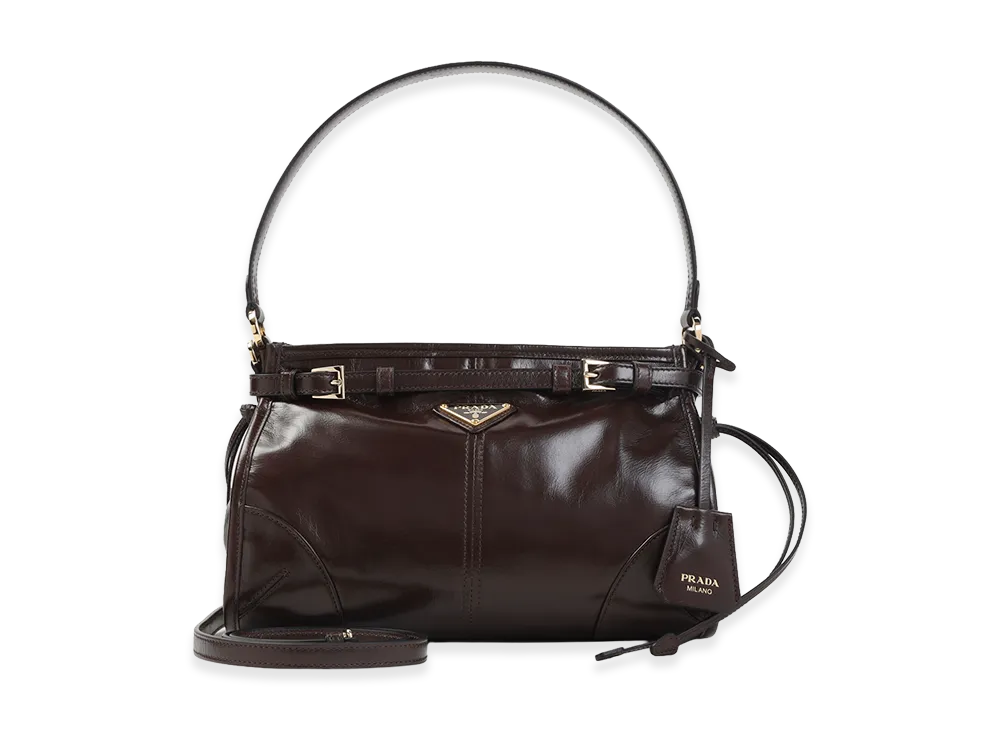 PRADA Women's Leather Bonnie Handbag "Dark Brown"