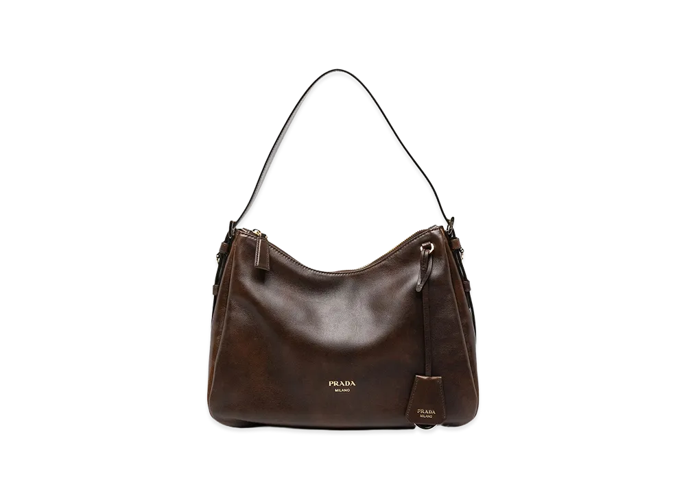 PRADA Wonen's Leather Shoulder Bag "Brown"