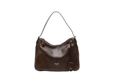 PRADA Wonen's Leather Shoulder Bag "Brown"