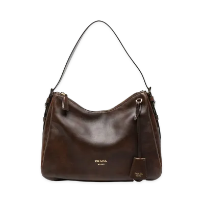 PRADA Women's Borsa A Spalla In Pelle "Brown"