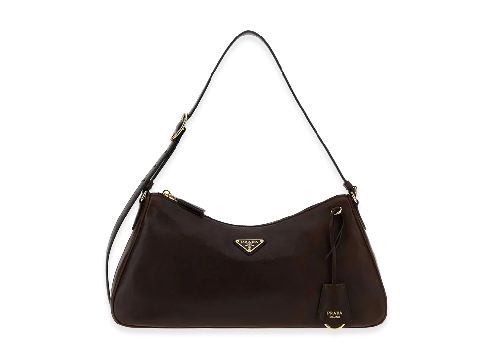 PRADA Women's Nappa Leather Shoulder Bag "Dark Brown"