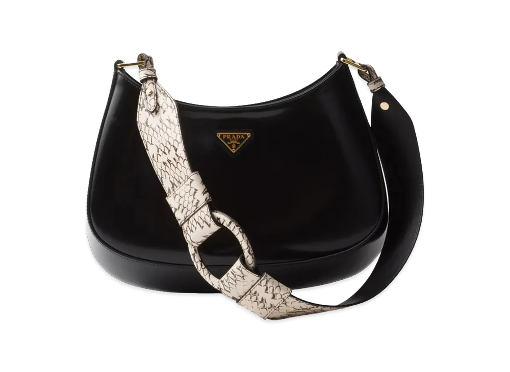 PRADA Women's Leather Cleo Shoulder Bag "Black"