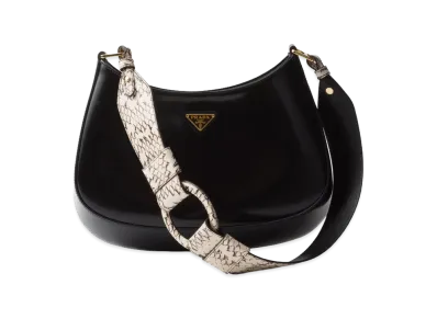 PRADA Women's Leather Cleo Shoulder Bag "Black"
