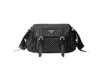 PRADA Re-Nylon Shoulder Bag with Studs "Black"