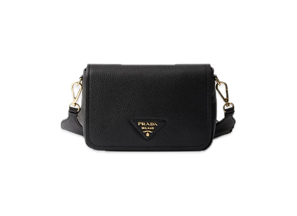 PRADA Vitello Daino Soft Leather Shoulder Bag "Black"