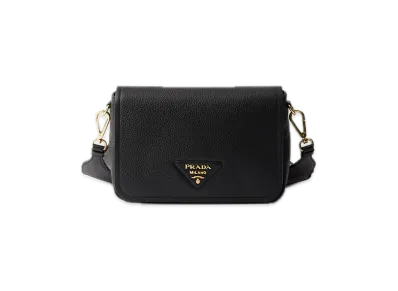 PRADA Vitello Daino Soft Leather Shoulder Bag "Black"