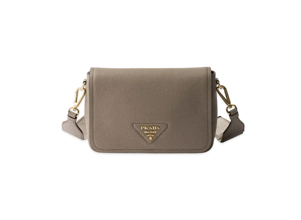 PRADA Leather Shoulder Bag "Light Gray"