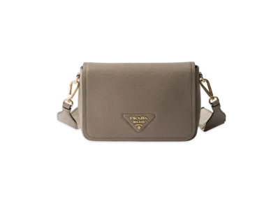 PRADA Leather Shoulder Bag "Light Gray"