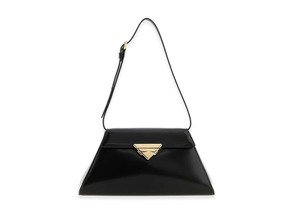 PRADA Women's Medium Brushed Leather Shoulder Bag "Black"