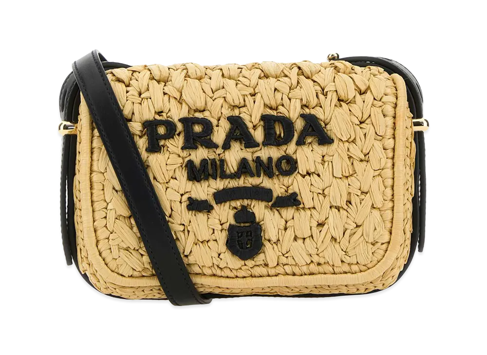 PRADA Women's Raffia Crossbody Bag "Beige"