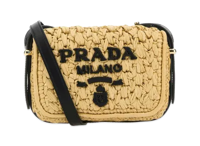 PRADA Women's Raffia Crossbody Bag "Beige"