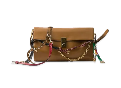 PRADA Soft Sound Large Leather Shoulder Bag with Charm "Camel"