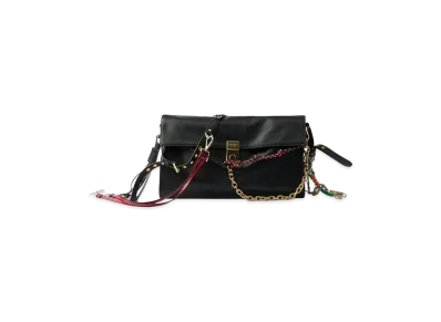 PRADA Women's Soft Sound Large Leather Shoulder Bag With Charms "Black"