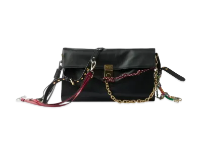 PRADA Soft Sound Large Leather Shoulder Bag with Charms "Black"
