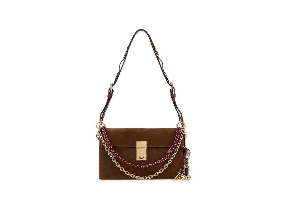 PRADA Women's Suede Small Soft Sound Shoulder Bag "Brown"
