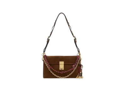 PRADA Women's Suede Small Soft Sound Shoulder Bag "Brown"