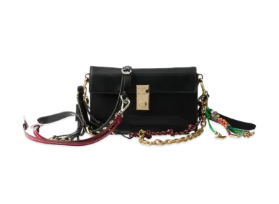 PRADA Soft Sound Small Leather Shoulder Bag with Charms "Black"