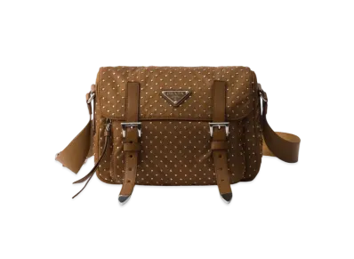 PRADA Re-Nylon Shoulder Bag with Studs "Brandy"