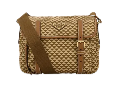 PRADA Women's Printed Re-Nylon Crossbody Bag "Camel"