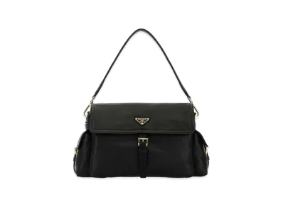 PRADA Wonen's Leather Shoulder Bag "Black"