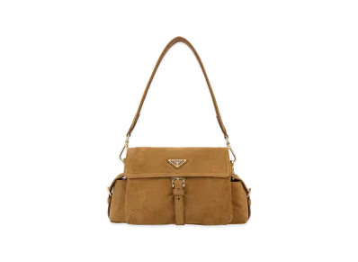 PRADA Women's Suede Shoulder Bag "Brown"