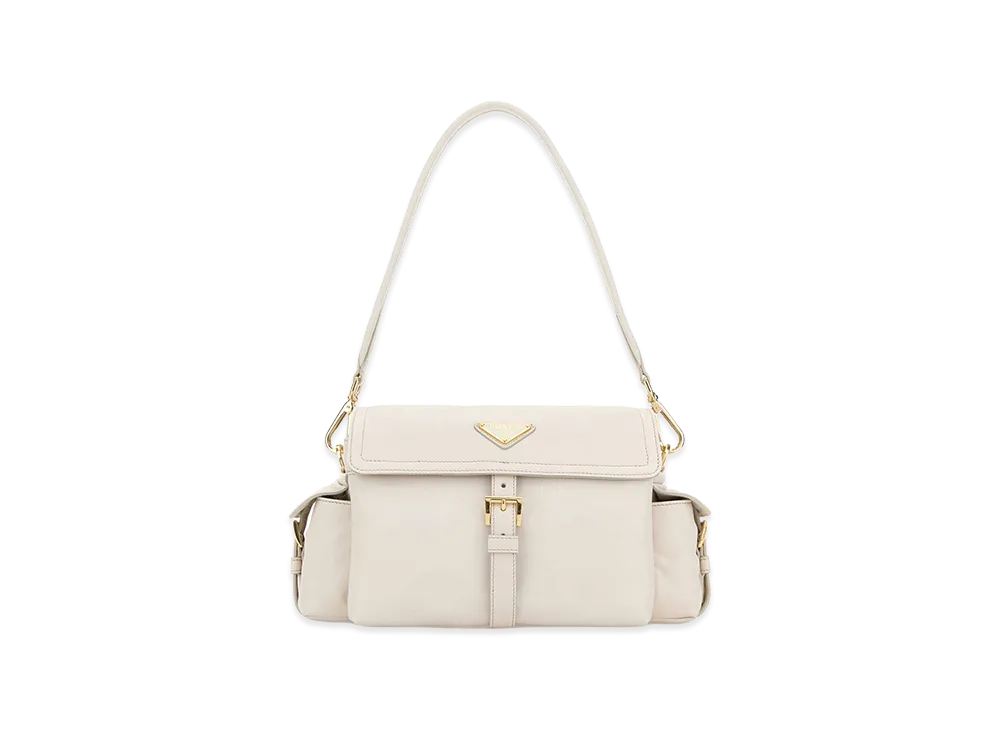 PRADA Wonen's Nappa Leather Explore Shoulder Bag "White"