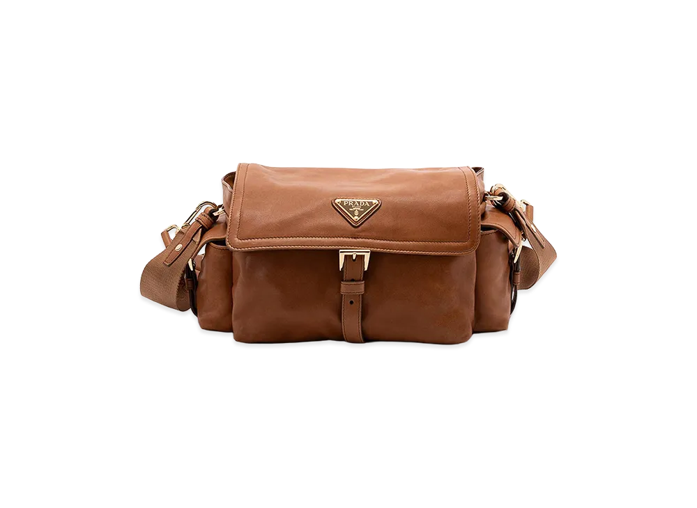 PRADA Women's Nappa Leather Explore Shoulder Bag "Beige"