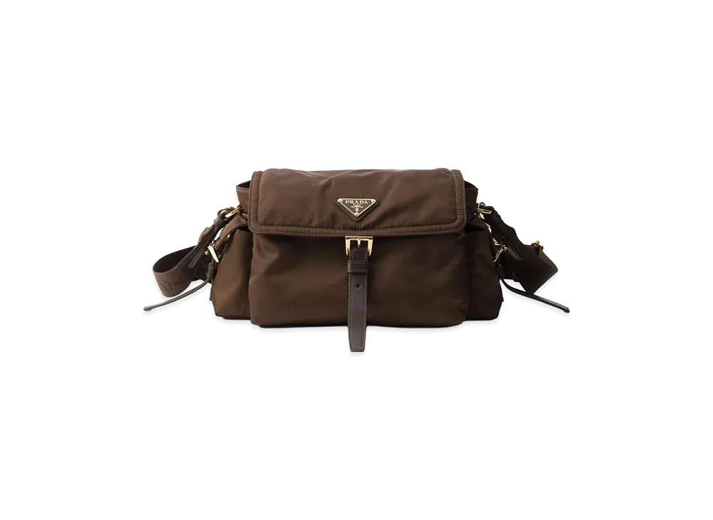 PRADA Women's Explore Medium Re-Nylon Shoulder Bag With Flap "Brown"