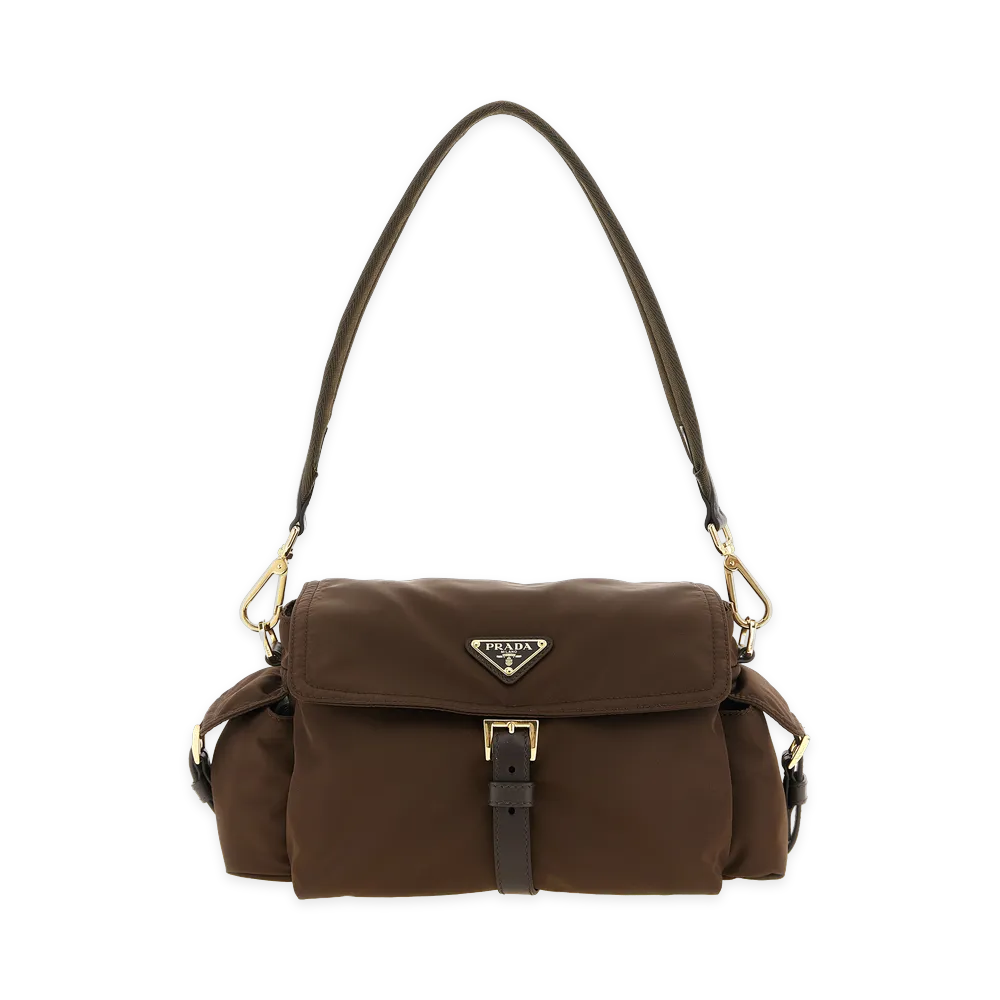 PRADA Women's Explore Con Pattina Shoulder Bag "Brown"