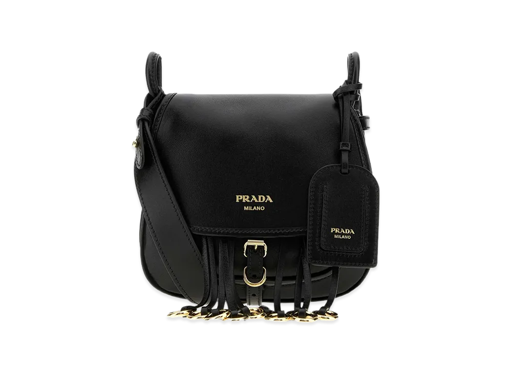 PRADA Women's Canvas And Leather Crossbody Bag "Black"