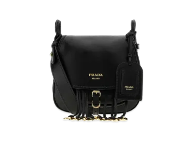 PRADA Women's Canvas And Leather Crossbody Bag "Black"