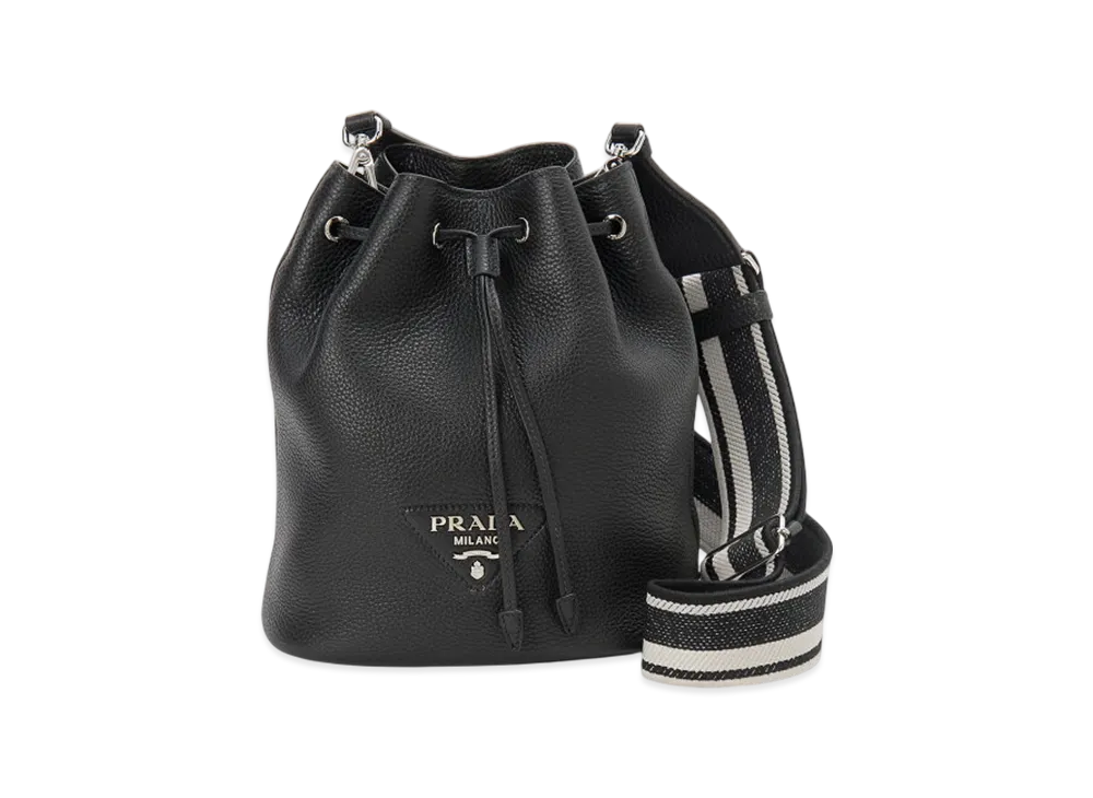 PRADA Womens Black Leather Bucket Bag "Black"