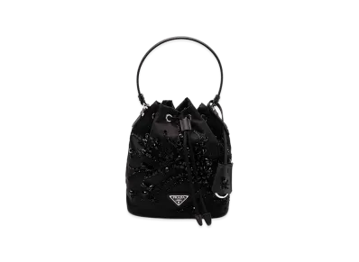 PRADA Women's Re-Nylon Embroidery Bucket Bag "Black"