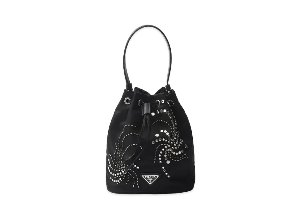 PRADA Re-Nylon Embroidered Mini Bag "Black"