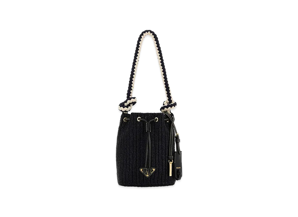 PRADA Women's Crochet Mini Bucket Bag "Black"