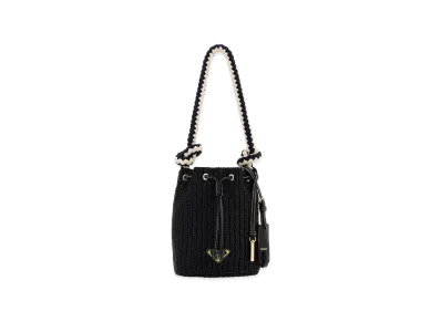 PRADA Women's Crochet Mini Bucket Bag "Black"