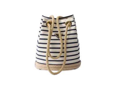 PRADA Mariner Small Fabric Bucket Bag "Ivory/Blue"