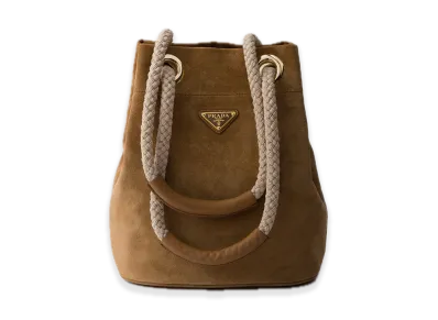 PRADA Mariner Small Suede Bucket Bag "Brown"