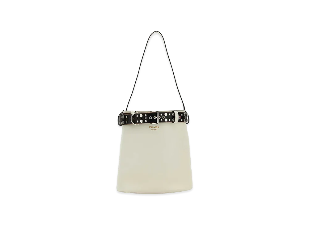PRADA Women's Leather Buckle Buckle Bag "White"