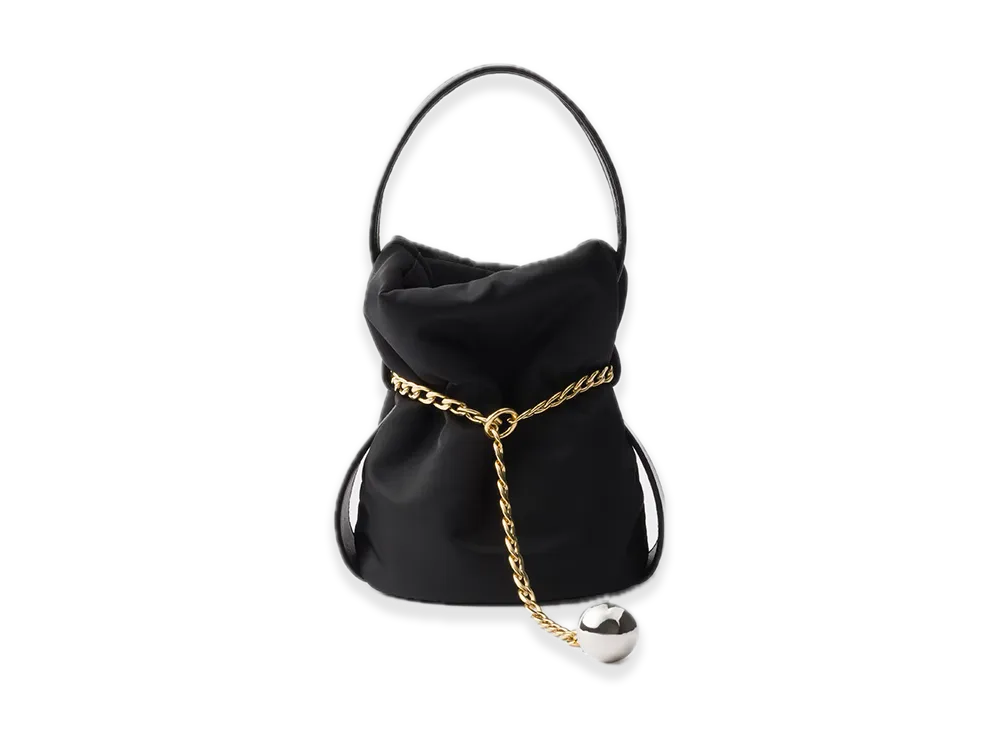 PRADA Petit Sac Noir Re-Nylon x Nappa Leather Mini Bucket Bag "Black"