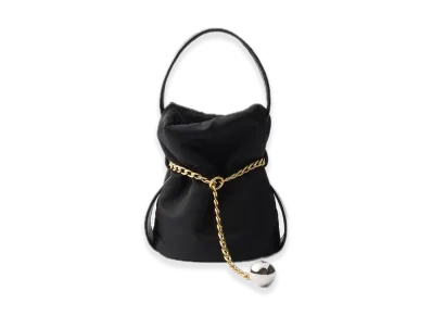 PRADA Petit Sac Noir Re-Nylon x Nappa Leather Mini Bucket Bag "Black"