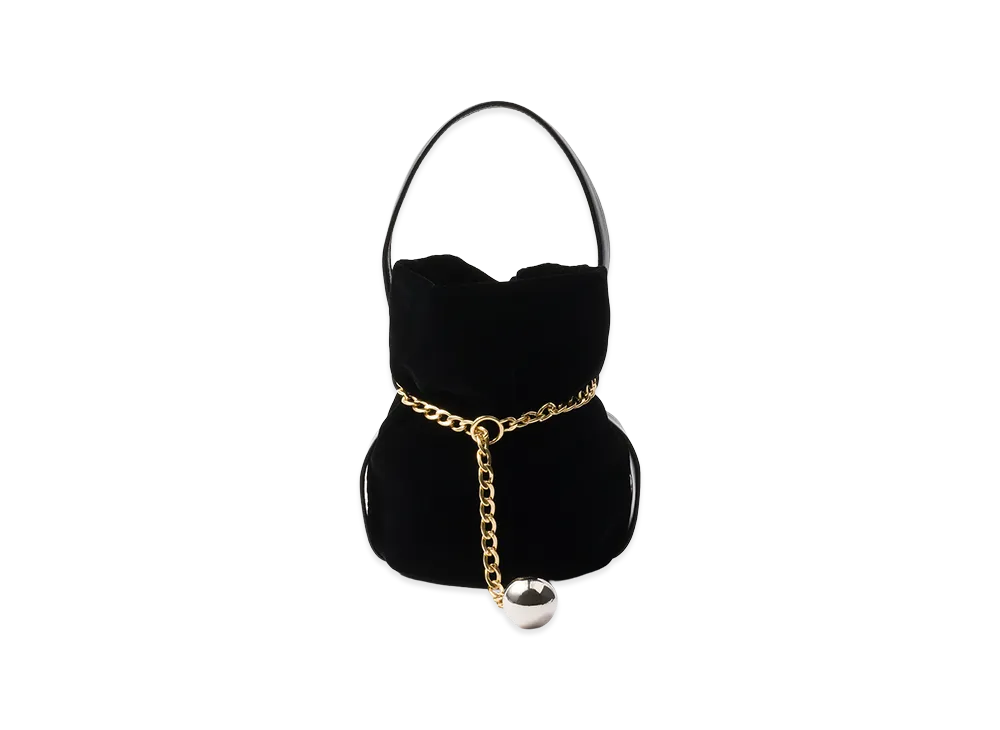 PRADA Petit Sac Noir Mini Velvet x Nappa Leather Bucket Bag "Black"