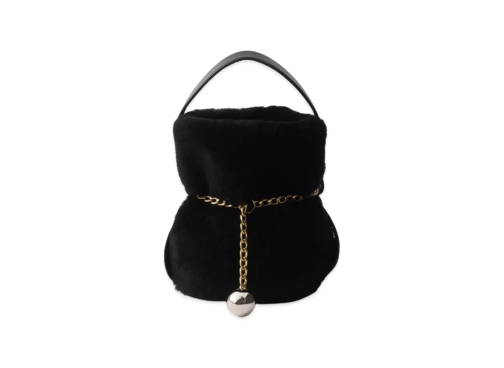 PRADA Petit Sac Noir Shearling x Nappa Leather Mini Bucket Bag "Black"